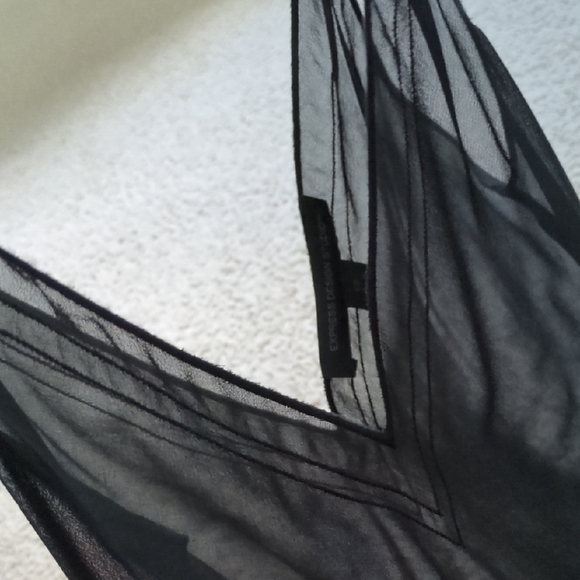 Vintage Express Black See Through Silk V Neck Camisole Top - Picture 10 of 15